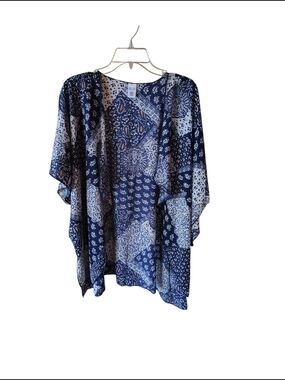 Blue and White Patchwork Kimono Cardigan